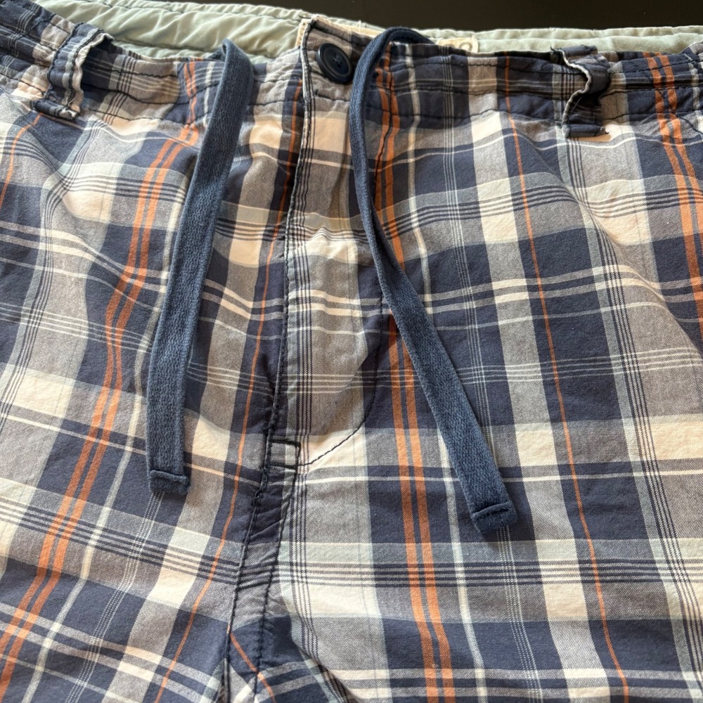 Aeropostale Mens 38 Cargo Shorts Blue Plaid Authentic Drawstring 10" Inseam - Picture 4 of 7